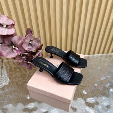 미우미우 리본 포인트 데님 뮬 힐 001-171947