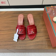 스톤 패턴 소가죽 미들힐 슬리퍼 001-172128