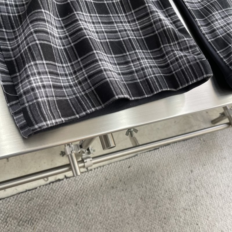 발렌시아가 앞뒤 패치워크 체크 팬츠 001-173315