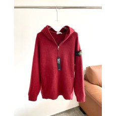 스톤아일랜드 울 혼방 후드 니트 지퍼 카디건 001-173435