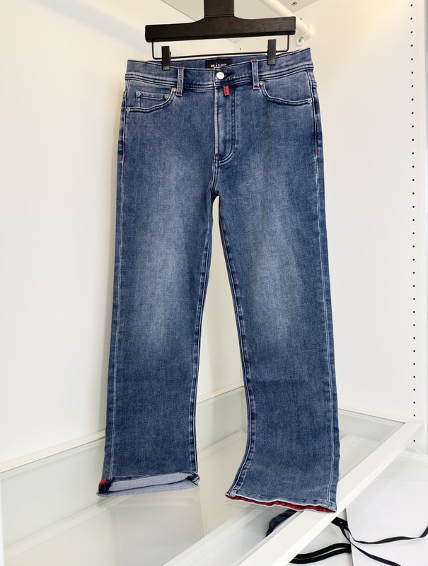 Kiton 남성 블루 워시 스트레이트 진 001-173850