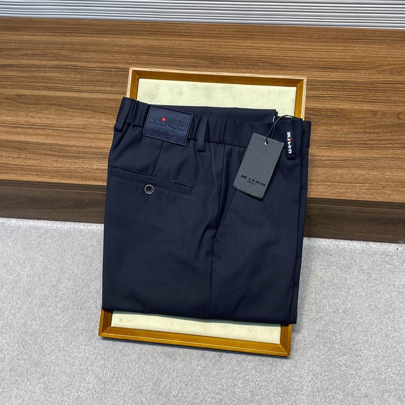 Kiton 남성 네이비 울 혼방 캐주얼 정장 바지 001-173852
