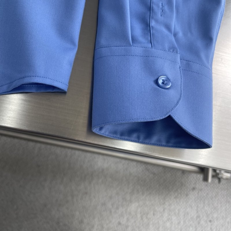 Kiton 남성 면 소재 자수 칼라 긴팔 셔츠 001-173875