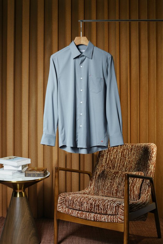Kiton 울 천사격 긴팔 셔츠 남성용 001-173931