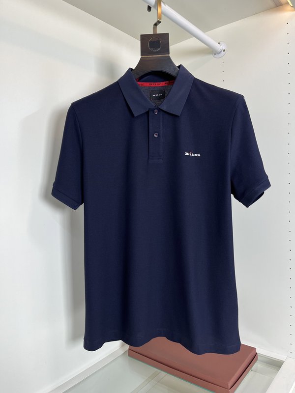 Kiton 남성 반팔 폴로 셔츠 자수 포인트 001-173935