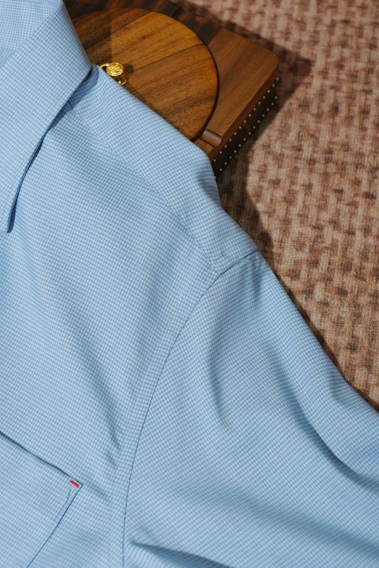 Kiton 남성 울 천조 무늬 긴팔 셔츠 001-173959