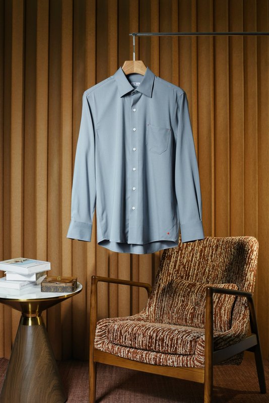 Kiton 울 천사격 긴팔 셔츠 남성용 001-173960