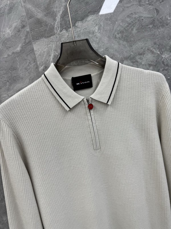 Kiton 고급 비즈니스 울 블렌드 니트 001-173967