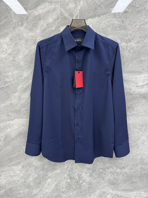 Kiton 남성 비즈니스 캐주얼 면 셔츠 001-173970