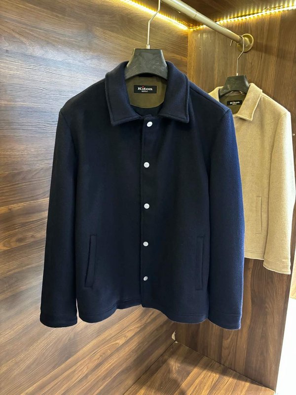 Kiton 울 캐시미어 혼방 남성 셔츠 재킷 001-173984