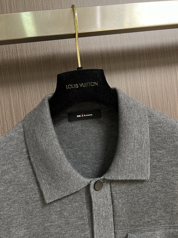 Kiton 가을 겨울 울 플립 칼라 재킷 아우터 001-173987