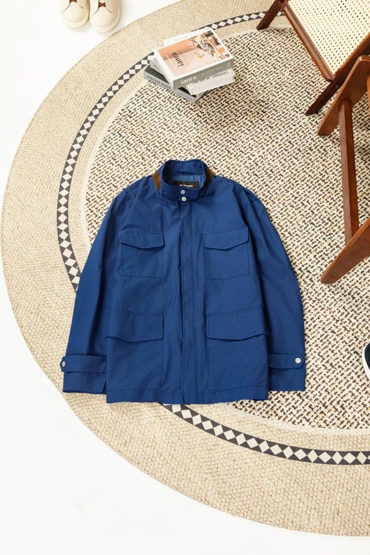 Kiton 스탠드 칼라 웨이스트 조임 트렌치 재킷 001-174028