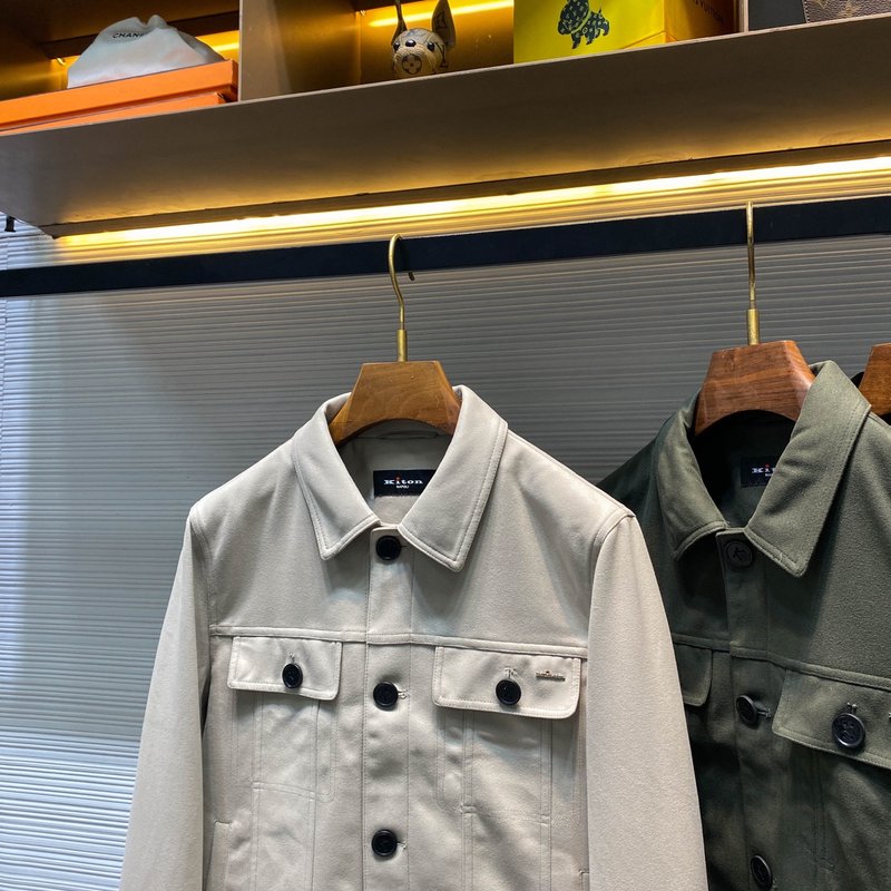 Kiton 가을 겨울 브러시드 테크니컬 칼라 자켓 001-174030
