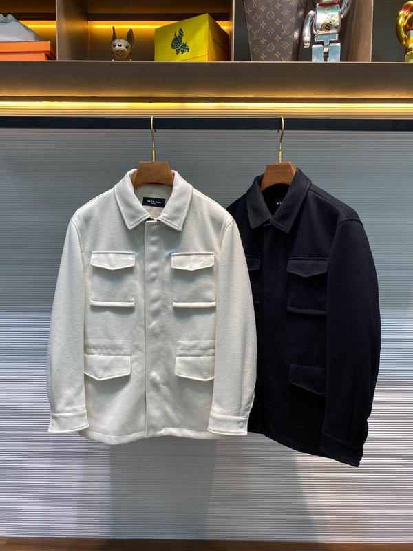남성 울 니트 가죽 포인트 칼라 지퍼 자켓 001-174031