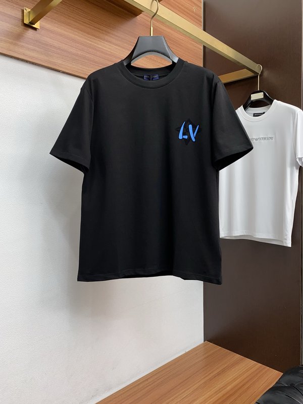 루이비통 남성 순면 라운드넥 반팔 티셔츠 001-174112