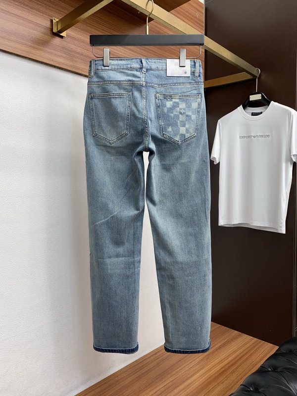 루이비통 남성 슬림핏 워싱 데님 캐주얼 팬츠 001-174246