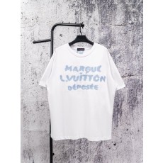 루이비통 앞뒤 엠보 자수 반팔 라운드 티셔츠 001-174378