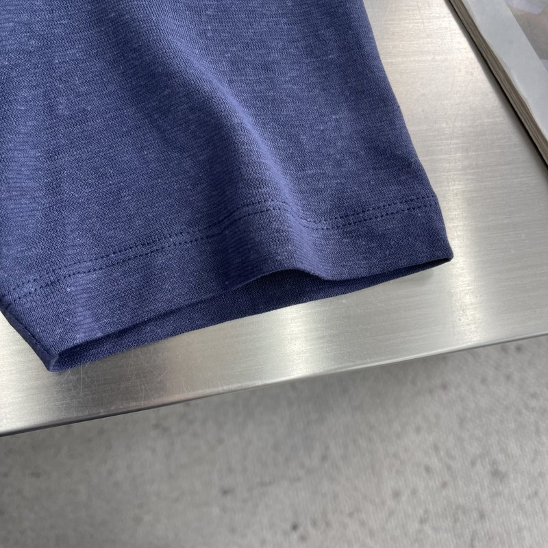 로로피아나 남성 단색 라운드넥 반팔 티셔츠 001-175351
