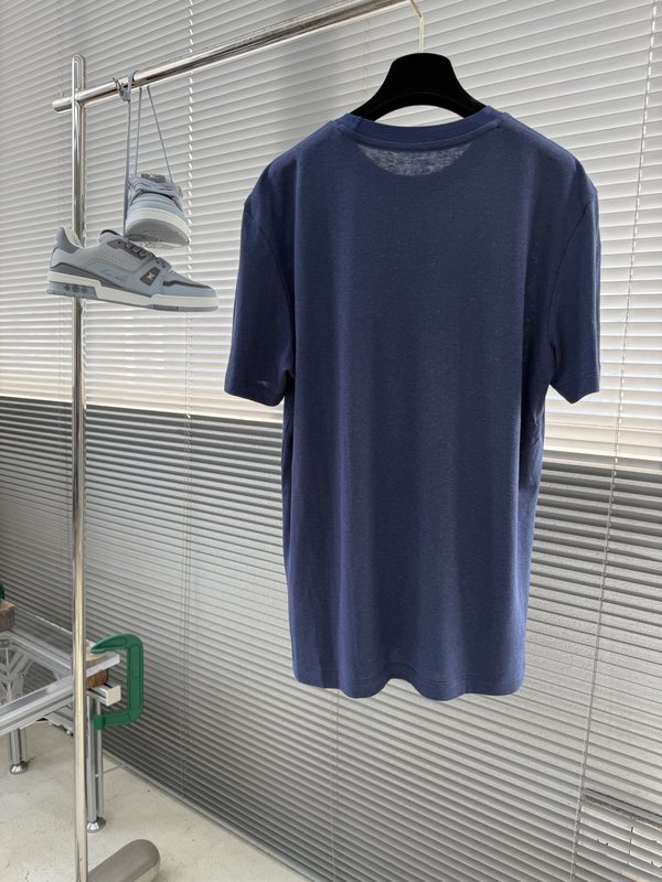 로로피아나 남성 단색 라운드넥 반팔 티셔츠 001-175351