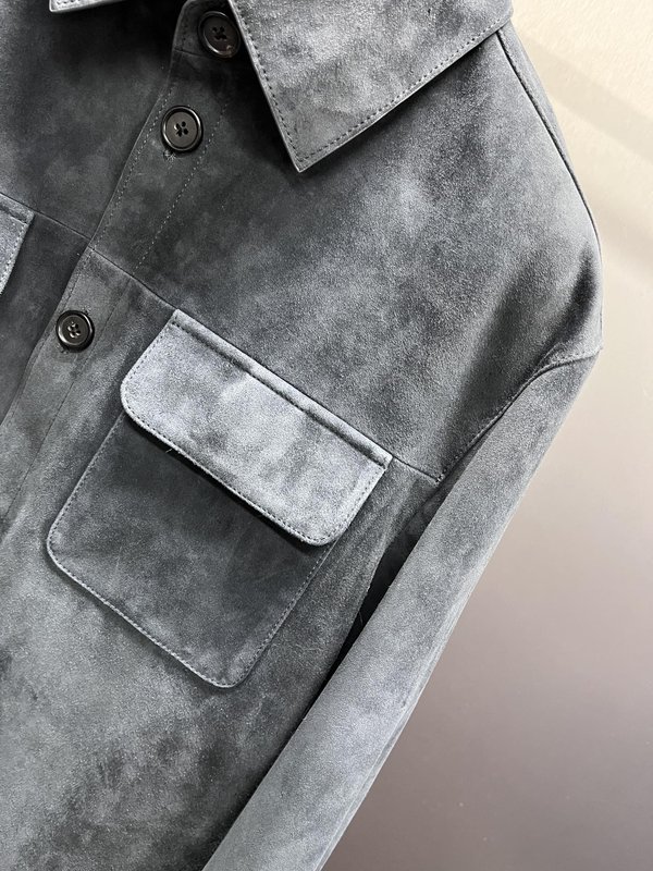 로로피아나 남성 플립칼라 스웨이드 가죽 자켓 001-175356
