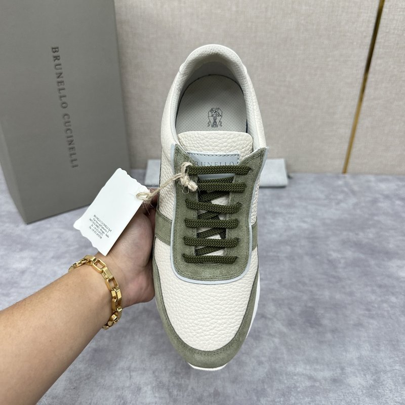 브루넬로 쿠치넬리 가죽拼接 로우탑 스니커즈 001-175573