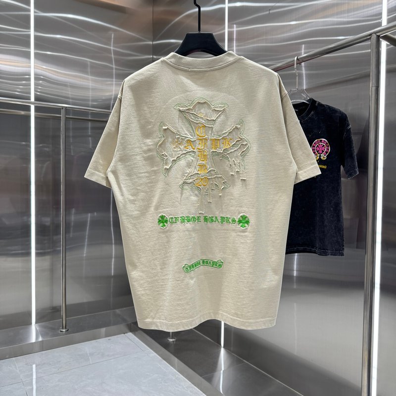 크롬하츠 2026 춘하 중공 워싱 자수 반팔 티셔츠 001-175988