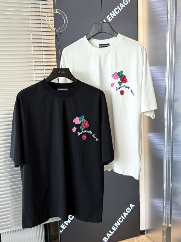 크롬하츠크로스 자수 산세 빈티지 커플 반팔 티셔츠 001-176028