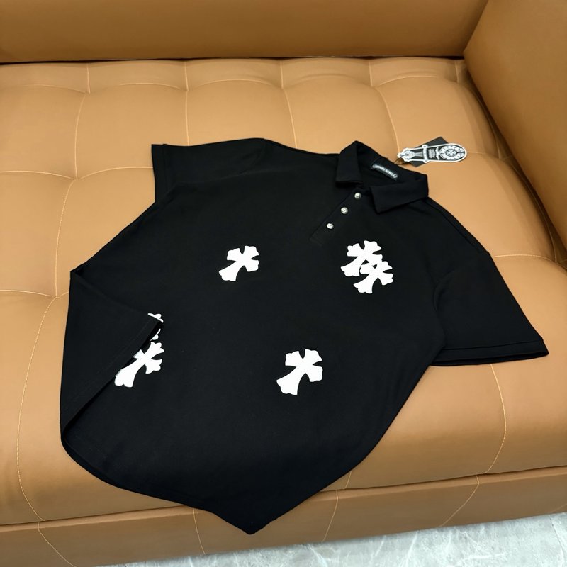 크롬하츠 중후금속 레더 라벨 반팔 폴로 티셔츠 001-176093