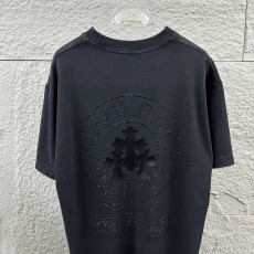 크롬하츠 2026春夏 스톤 장식 패치 순면 반팔 티셔츠 001-176119