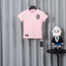 크롬하츠 핑크 입체 프린트 반팔 티셔츠 001-176146