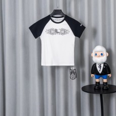 크롬하츠 여성용 블랙 화이트 래글런 티셔츠 001-176150