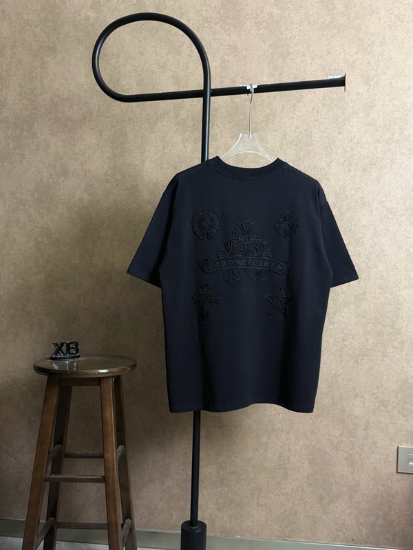 크롬하츠 홀로우 크로스 자수 라운드넥 반팔 티셔츠 001-176172