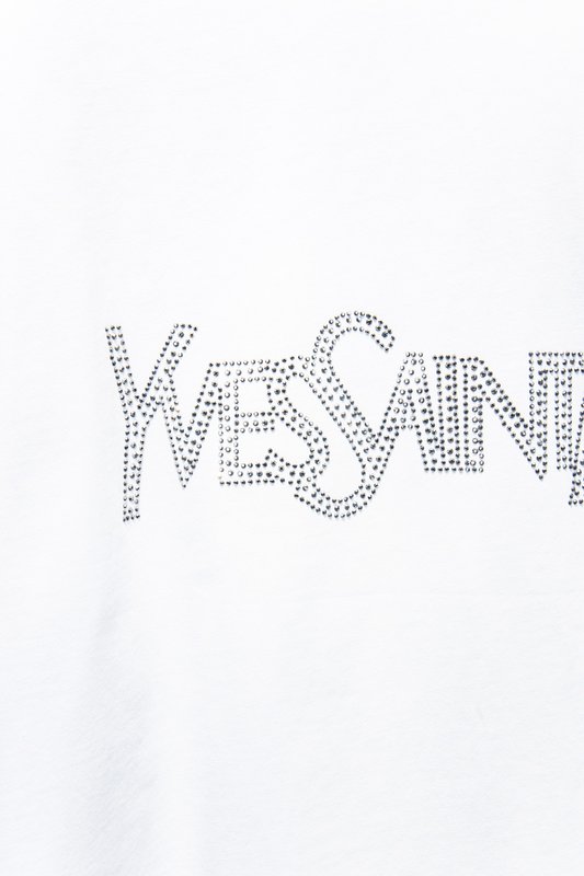 YSL 라인스톤 로고 프린트 오버사이즈 티셔츠 001-176187