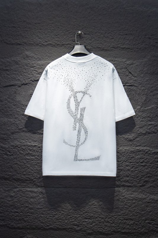 YSL 라인스톤 로고 프린트 오버사이즈 티셔츠 001-176187