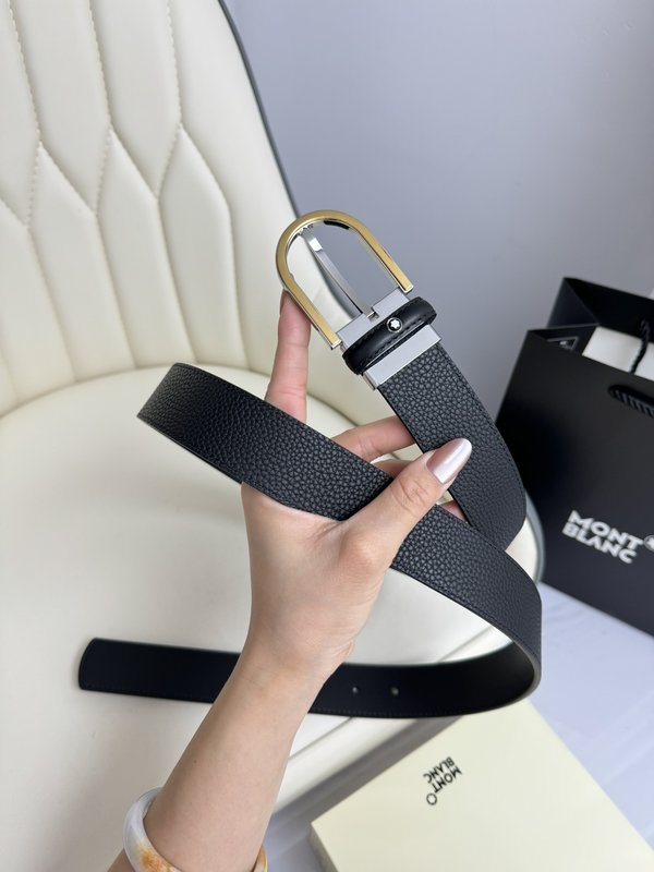 몽블랑 3.5cm 첫층소가죽 핀버클 비즈니스 벨트 001-176251