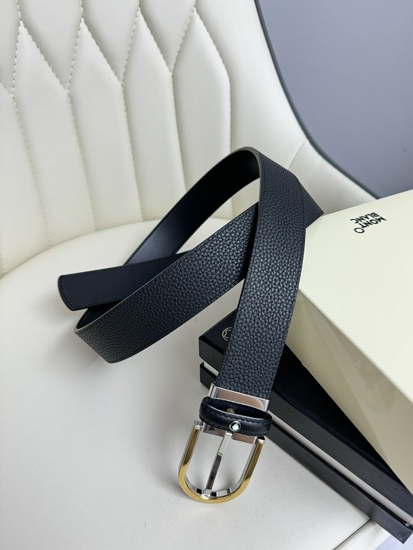 몽블랑 3.5cm 첫층소가죽 핀버클 비즈니스 벨트 001-176251
