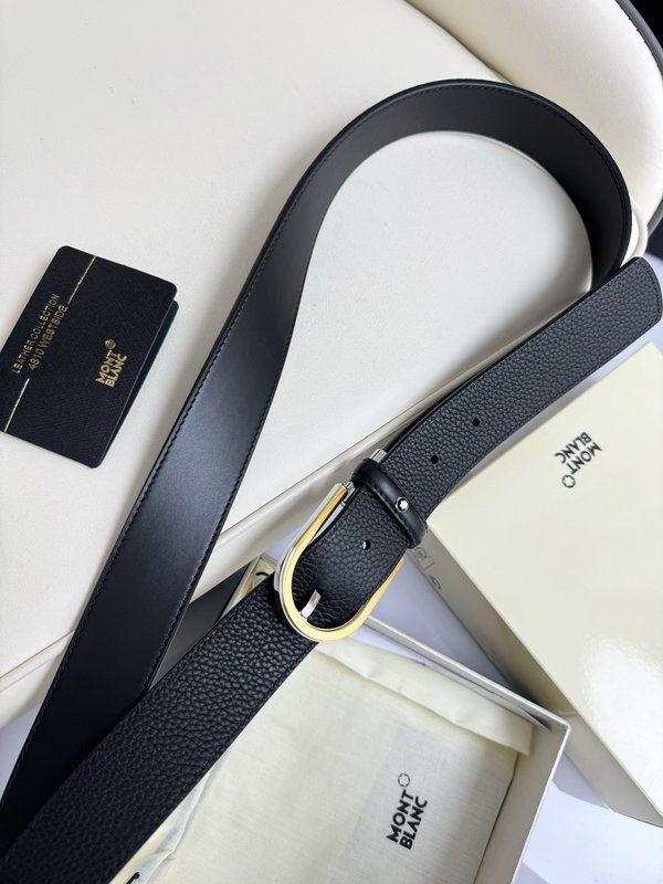 몽블랑 3.5cm 첫층소가죽 핀버클 비즈니스 벨트 001-176251