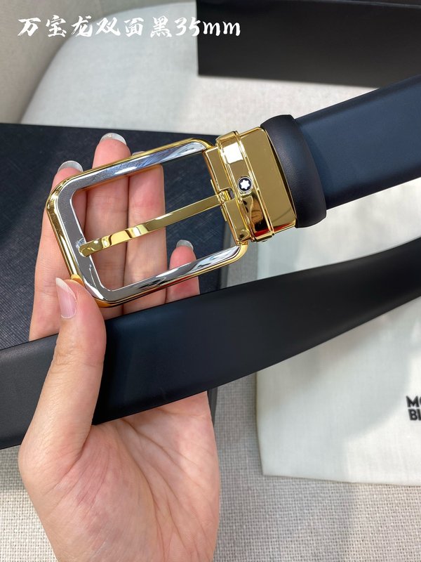 몽블랑 3.5cm 폭 소 가죽 핀 버클 비즈니스 벨트 001-176258