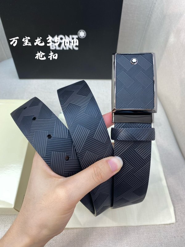 몽블랑 3.5cm 첫층 소가죽 핀 버클 비즈니스 벨트 001-176259