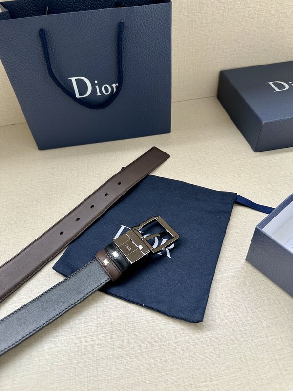디올 Dior 블랙 양면 가죽 벨트 버클 001-176403