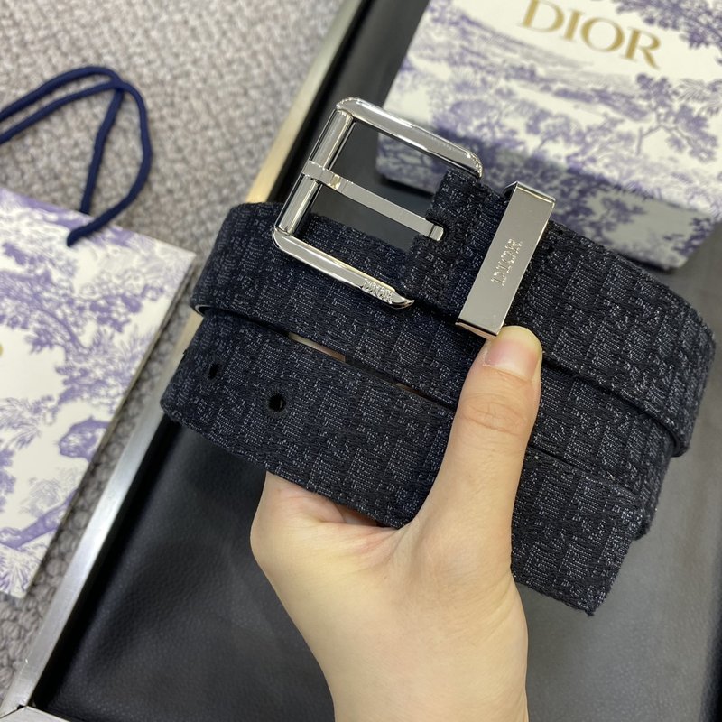 디올 DIOR 클래식 레터 패브릭 양면 소 가죽 벨트 001-176450