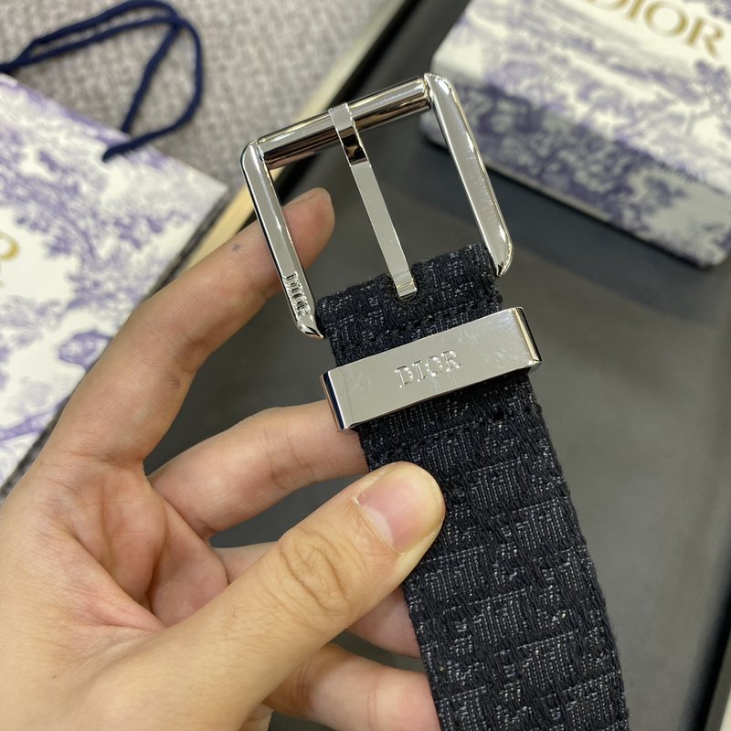 디올 DIOR 클래식 레터 패브릭 양면 소 가죽 벨트 001-176450