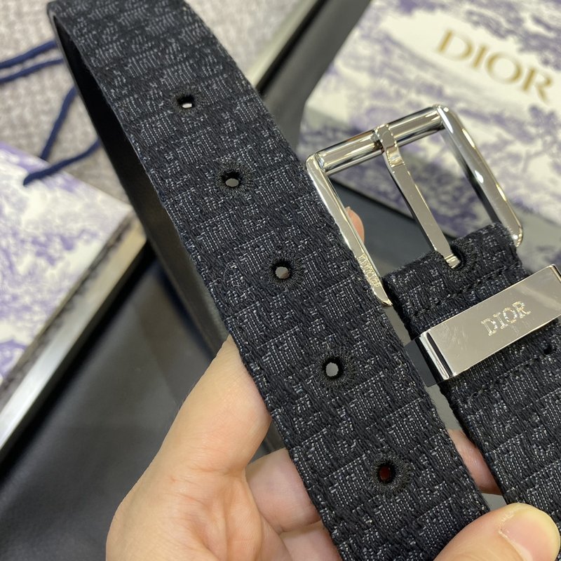 디올 DIOR 클래식 레터 패브릭 양면 소 가죽 벨트 001-176450