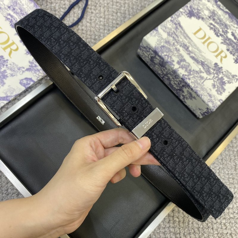 디올 DIOR 클래식 레터 패브릭 양면 소 가죽 벨트 001-176450