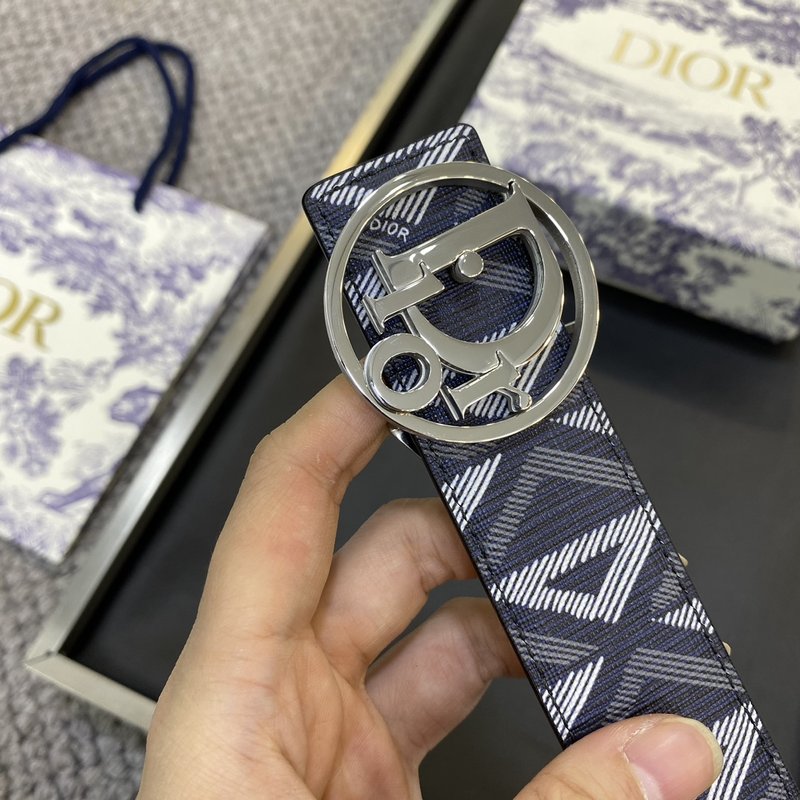 디올 DIOR 클래식 레터 캔버스 가죽 벨트 001-176463