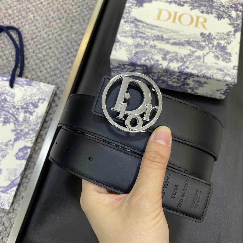 디올 DIOR 클래식 레터 캔버스 가죽 벨트 001-176463