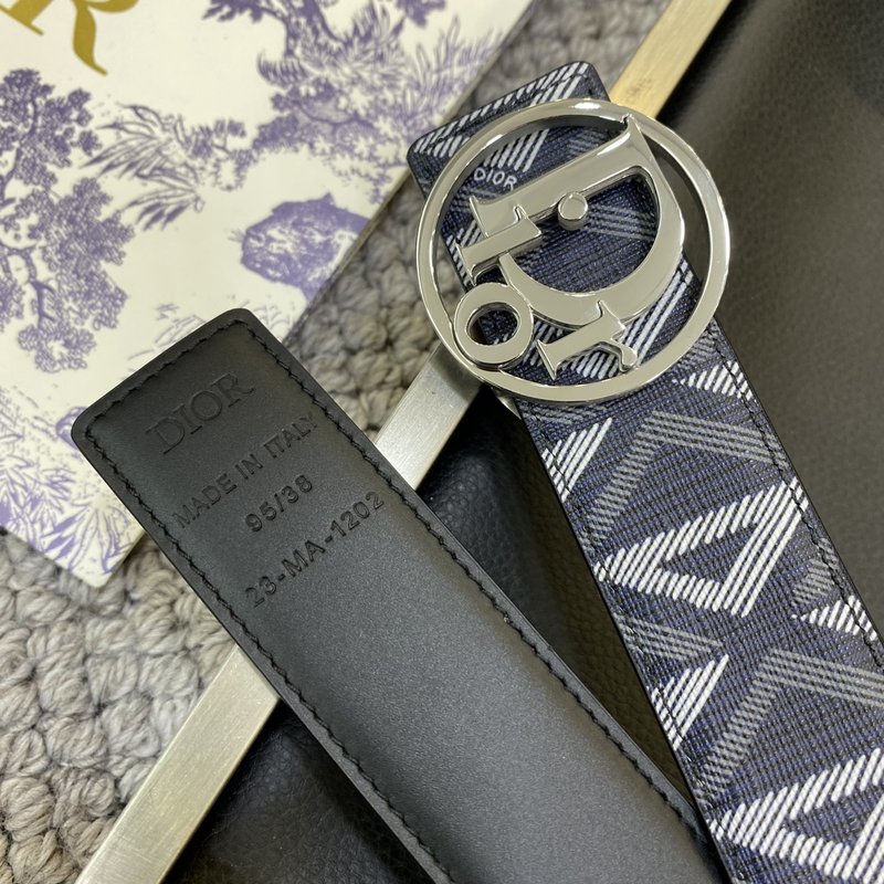 디올 DIOR 클래식 레터 캔버스 가죽 벨트 001-176463