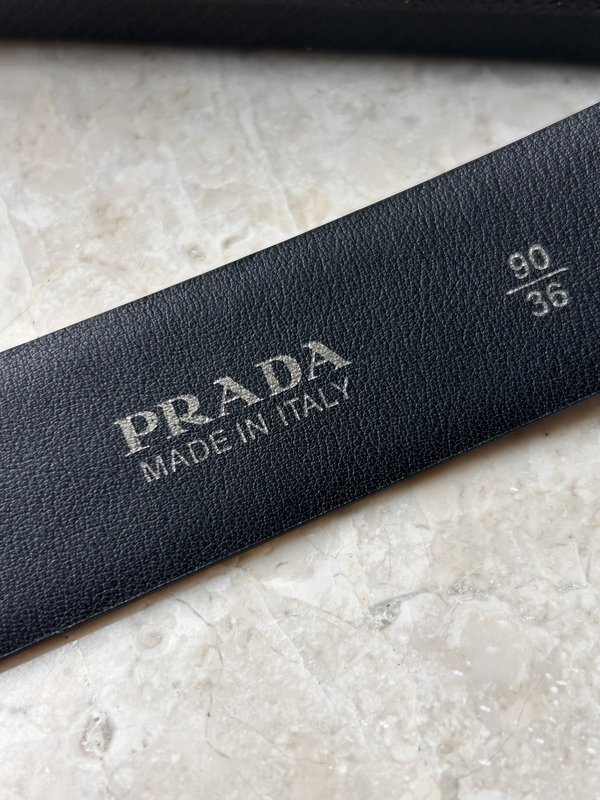 프라다 PRADA 사피아노 가죽 벨트 블랙 001-176717