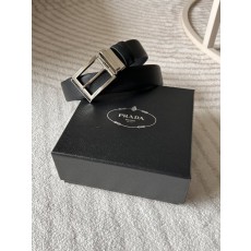 프라다 남성용 양면 블랙 가죽 벨트 3.4cm 폭 001-176774