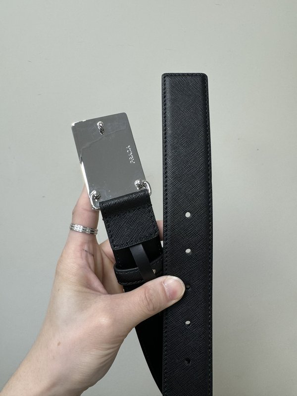 프라다 3.4cm 크로스그레인 블랙 벨트 001-176776